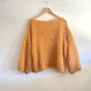 Hand-Knitted Mohair Sweater: Oversized Honey Boho Knitwear