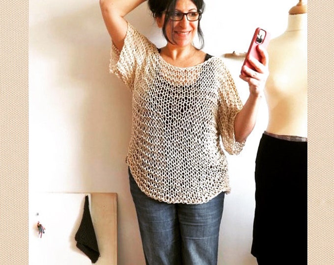 VIVIENNE - Linen top, Slouchy and loose knit top