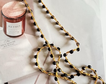 Crochet necklace /  crystals / bijoux for her / gift for women / long necklace / textile necklace