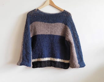 Handmade Alpaca Wool Sweater – Soft Knit Pullover – One Size – Cozy Warm Chunky Jumper – No Acrylic – Slow Fashion Gift for Her