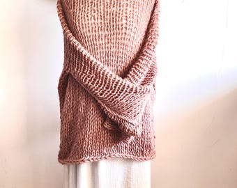 Winter long Sweater in mauve color