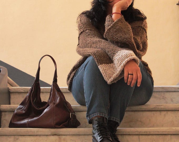Kim Sweater in brown and beige
