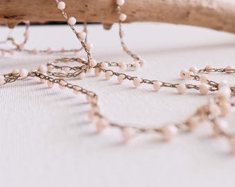 Crochet Crystal Necklace: Long Bronze Textile Jewelry