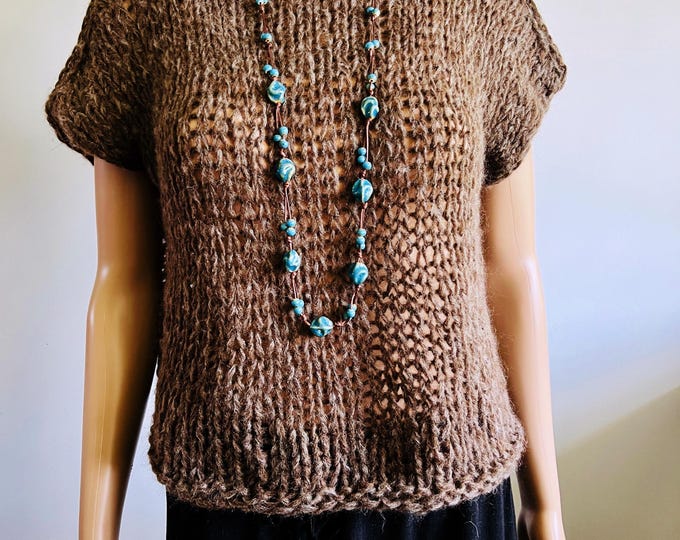 VENEZIA - Alpaca silk Tee Top in brown