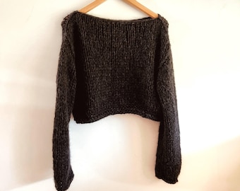 CROPPED SWEATER in pure wool no acrylic,  in all sizes