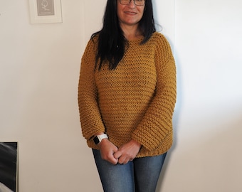 Handmade Alpaca Wool Sweater – Soft Knit Pullover, mustard Cozy Warm Chunky Jumper – sweater for winter, long sweater