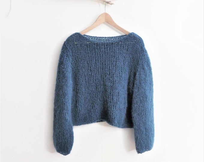 Mohair DENIM BLUE sweater, all sizes, bespoke in all colors