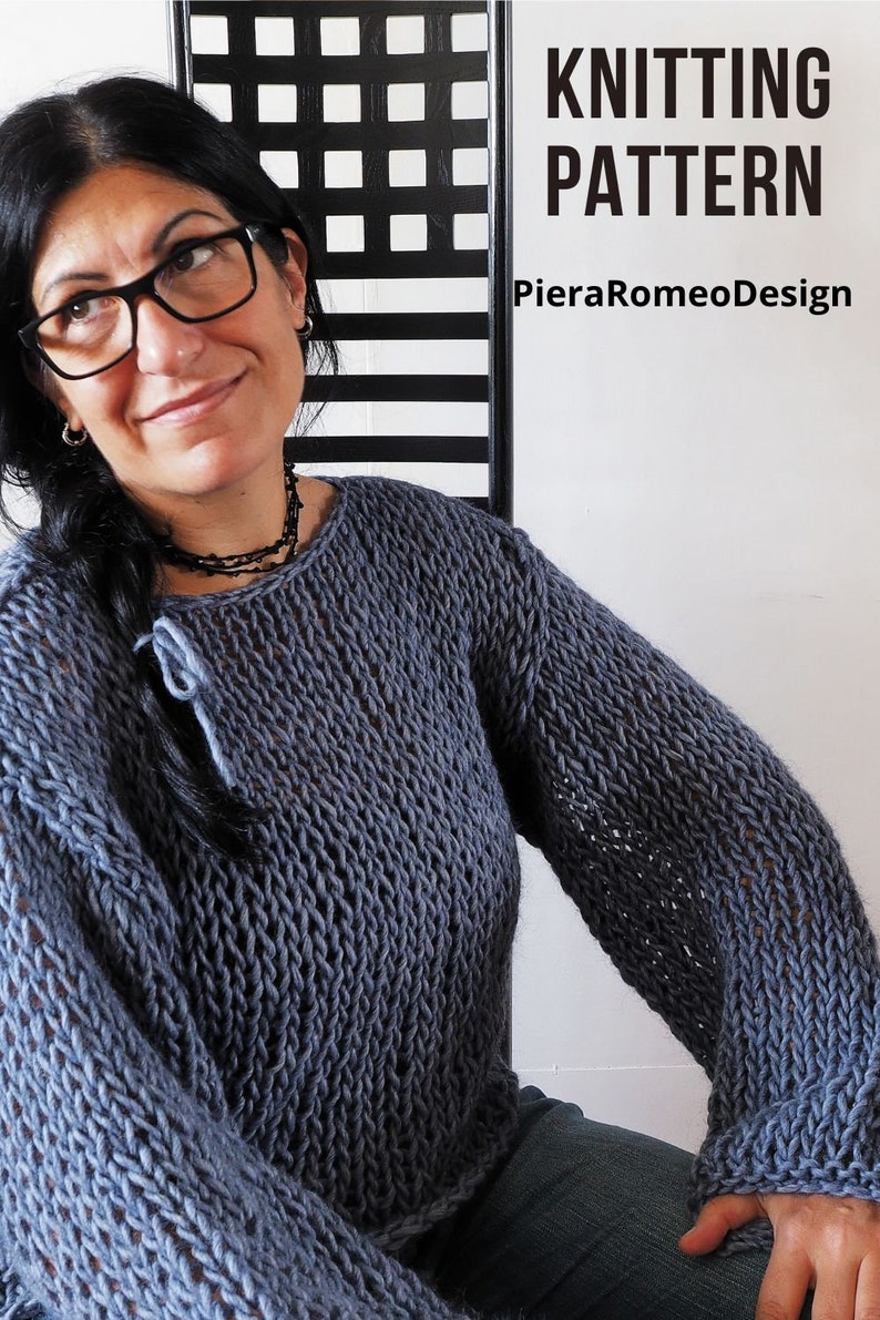 KNITTING PATTERN MAGLIONE a trama larga pdf in inglese Etsy Italia