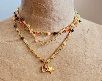 Crochet necklace /  crystals / bijoux for her / gift for women / long necklace / textile necklace  / crystals