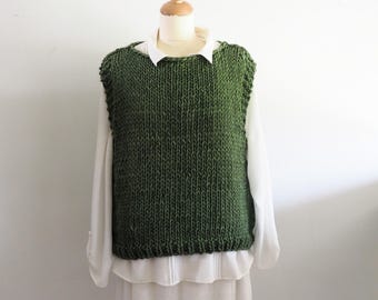 Emma, green vest, alpaca and wool vest