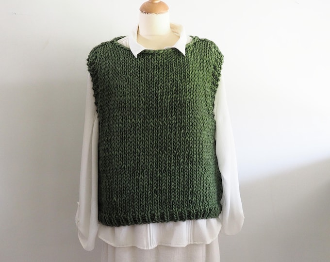 Emma, green vest, alpaca and wool vest