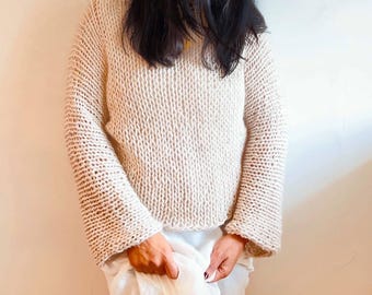 Winter long Sweater in oatmeal color