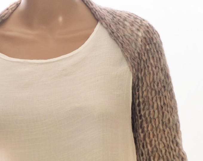 Beige Shrug in alpaca , shrug, cover up, light and loose knit shrug