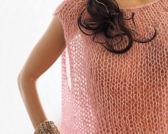Light mohair silk loose knit top