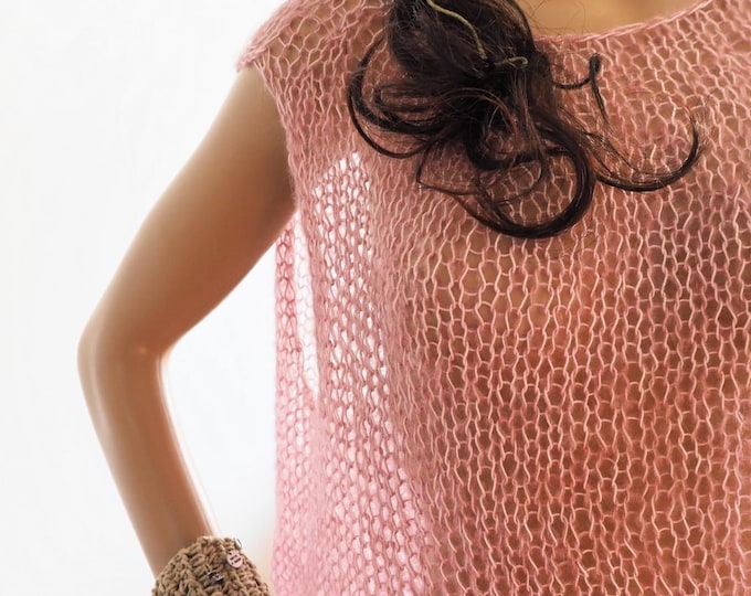 Light mohair silk loose knit top