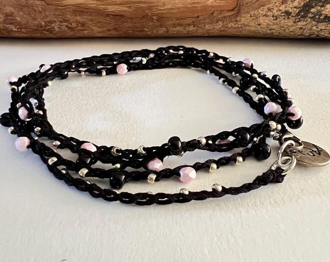 Featured listing image: Crochet necklace /  crystals / bijoux for her / gift for women / long necklace / textile necklace