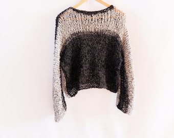 Alpaca open knit sweater long sleeves hand-knit sweater, women and men sweater