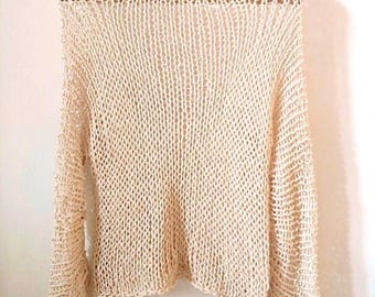 Handmade Alpaca Wool Knit Sweater: Chunky One-Size Jumper