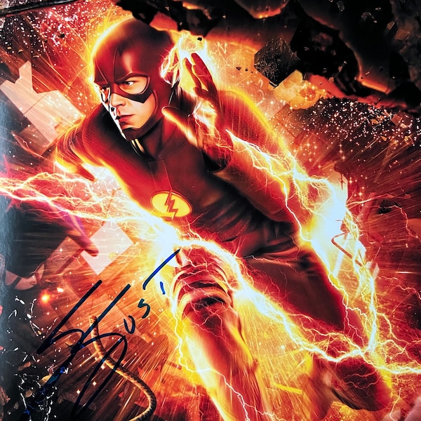 The Flash Authentic Grant Gustin Signed Autographed Photo, COA, Flash Gordan, Barry Allen, DC Comics, Arrow, Glee, Supergirl, Vixen, 90210