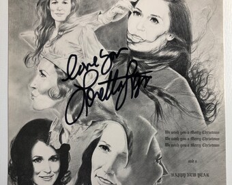 Authentic Loretta Lynn Signed Autographed 6 1/4x7 Card Coal Miner&#39;s Daughter, Country Music, Conway Twitty, You Ain&#39;t Woman Enough