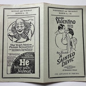 1925 Lon Chaney He Who Gets Slapped, London After Midnight, Phantom of the Opera, Rudolph Valentino A Sainted Devil Program, Blood and Sand