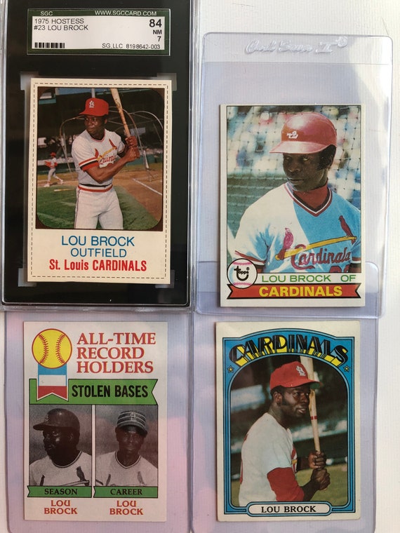 Authentic 4 St. Louis Cardinals Lou Brock Baseball Cards 1972 