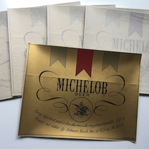 Set of 5 Early 1970's Vintage Unused Michelob Beer Labels - Carton Labels?  Anheuser Busch Breweriana, Brewery, Beer Collection, AB