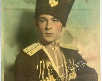 Original 1925 Rudolph Valentino Hand Colored Photo from The Eagle, Silent Movie, Latin Lover, Sheik, Hollywood, Rudy Blood and Sand Cobra