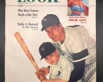 1949 Look Magazine Joe DiMaggio and Son New York Yankees Baseball Newsstand MINT, Yankee Clipper, MLB, HOF