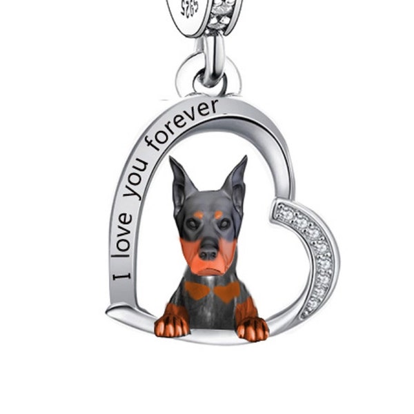 2962 - Genuine Brand New S925 Sterling Silver 'Doberman Pinscher' Service, Search & Rescue Dog Dangle Charm Bead - Fits all Charm Bracelets