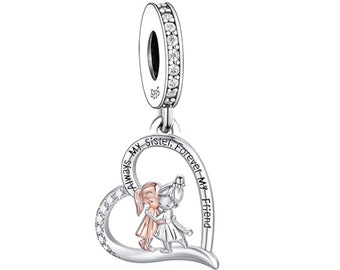 2674 - Charm pendentif Always My Sister Forever my Friend en argent sterling S925 - Cadeau parfait - Convient aux bracelets à breloques de marque