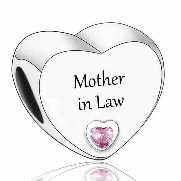 2319 - Genuine Brand New S925 Sterling Silver Mother in Law Heart Charm Bead - Ideal Gift for a Special Occasion - Fits all Charm Bracelets