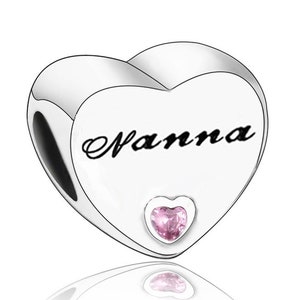 1291 - Genuine Brand New S925 Sterling Silver 'NANNA' Heart Charm Bead - Ideal Gift for a Special Occasion - Fits all Charm Bracelets