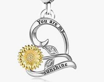 2142 - Pendentif tournesol « You Are My Sunshine » authentique, neuf en argent sterling S925 - Idée cadeau parfaite - Convient à tous les bracelets à breloques