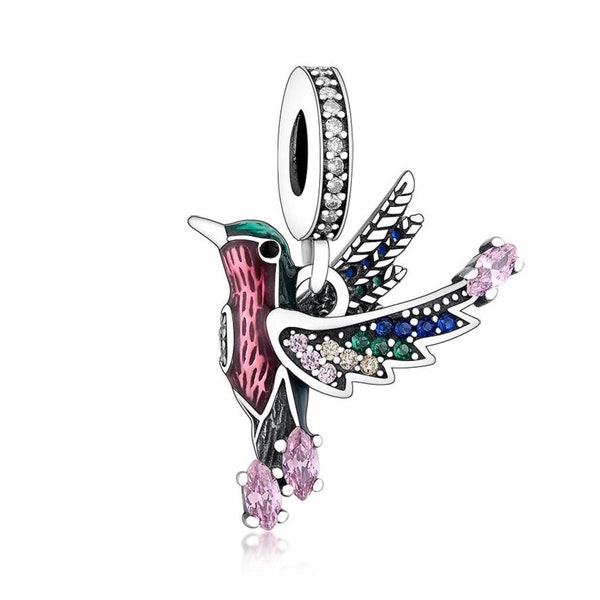 1855 - Genuine Brand New S925 Sterling Silver 'Hummingbird, Symbol Of Lightness and Joy' Dangle Charm - Gift Idea - Fits all Charm Bracelets