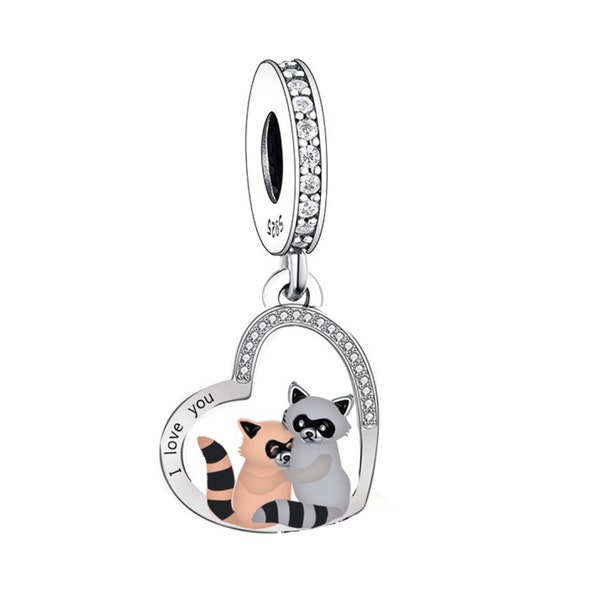 2796 - Joyful Skunks, Genuine Brand New S925 Sterling Silver Skunks Best Friends companion Dangle Charm Bead - Fits all Charm Bracelets