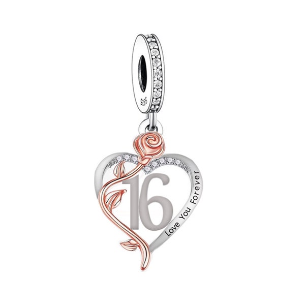 2776, 16th, I Love You Forever, Genuine Brand New S925 Sterling Silver 16th Birthday Charm - Landmark Birthday - Fits all Charm Bracelets