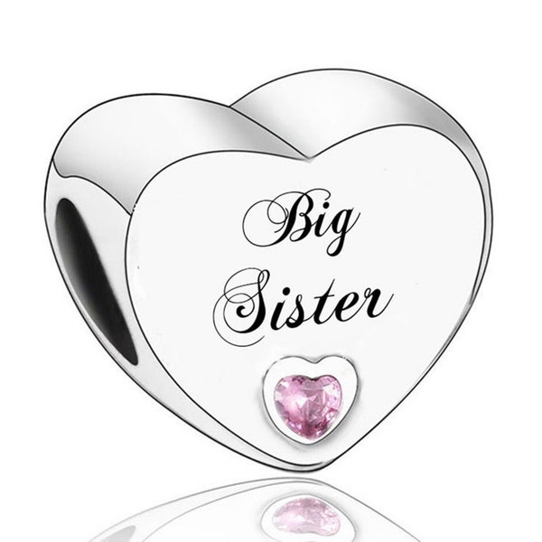 1585 - Genuine Brand New S925 Sterling Silver 'Big Sister' Heart Charm Bead - Perfect Gift Idea for a loved one - Fits all Charm Bracelets