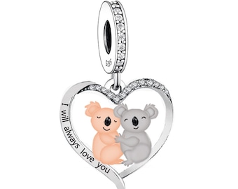 2782-Bestie/Partner, Genuine Brand New S925 Sterling Silver Koala's 'I Will Always Love You' Dangle Charm - Fits all Branded Charm Bracelets