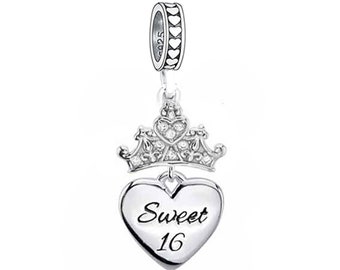 2081 - Genuine Brand New S925 Sterling Silver 'Sweet 16 Birthday' Dangle Charm Bead - Landmark Birthday Gift Idea - Fits all Charm Bracelets