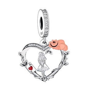 2820 - Alice & The Cheshire Cat, Genuine Brand New S925 Sterling Silver Alice in Wonderland Dangle Charm - Fits all Branded Charm Bracelets