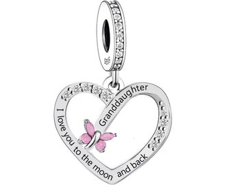 2768-GRANDDAUGHTER - Genuine Brand New S925 Sterling Silver I Love You to the Moon & Back Granddaughter Charm - Fits Branded Charm Bracelets