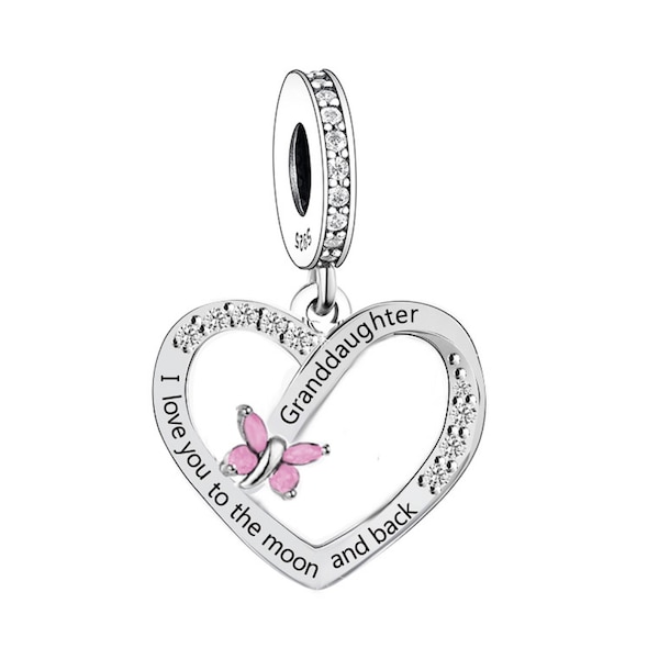 2768-GRANDDAUGHTER - Genuine Brand New S925 Sterling Silver I Love You to the Moon & Back Granddaughter Charm - Fits Branded Charm Bracelets