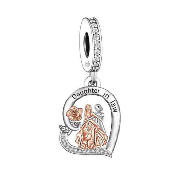 3527-Daughter in Law - Genuine Brand New S925 Sterling Silver 'Daughter in Law' Dangle Charm - Great Gift - Fits all Branded Charm Bracelets