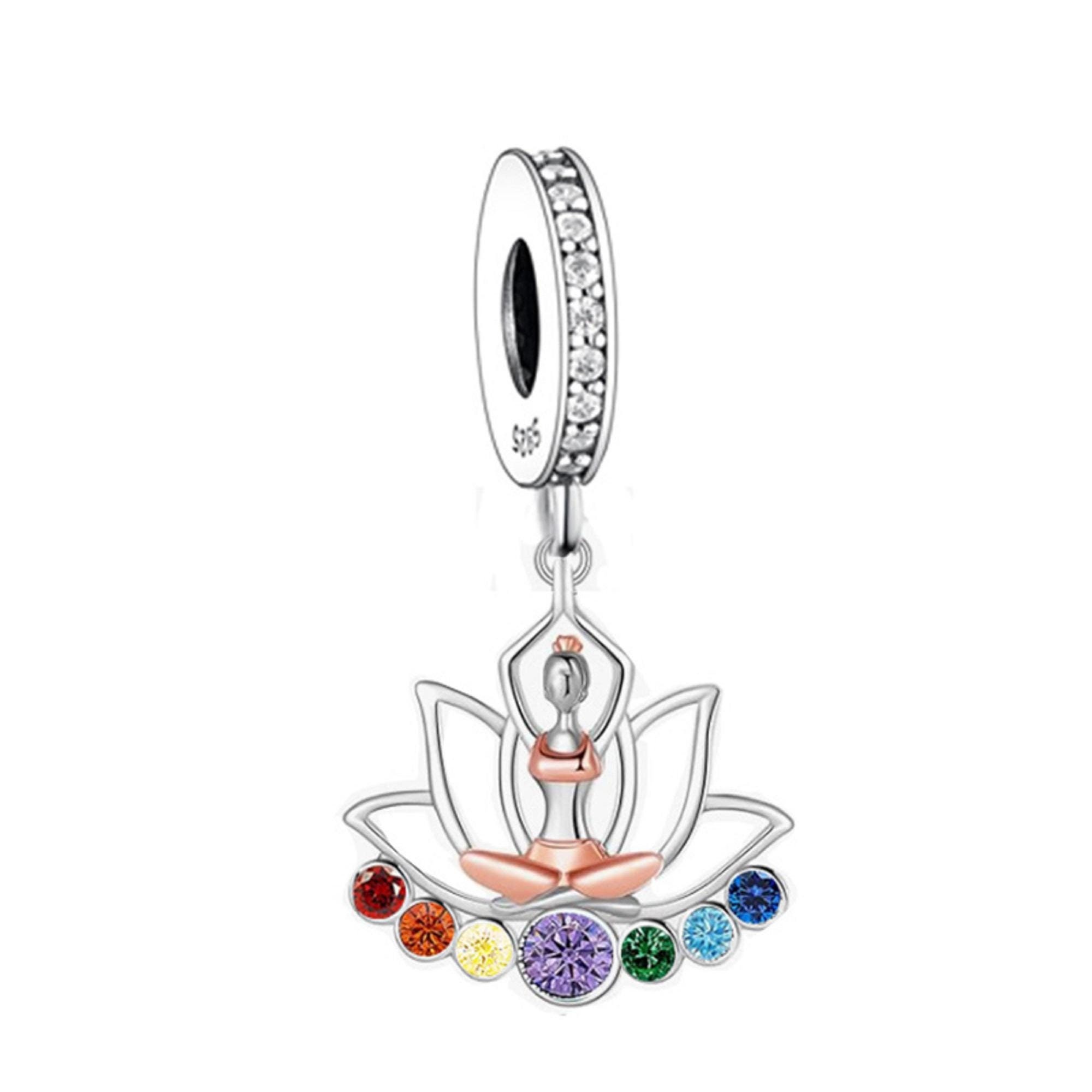 Pandora K14 Charm  ①Piece  〔Blaik lotus〕 Retired Pandora 14K Gold Blue Lotus Charm :: Murano Glass
