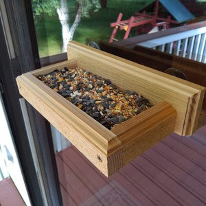 Window Bird Feeder - Wood Bird Feeder - Suction Cup Feeder