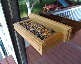 Window Bird Feeder - Wood Bird Feeder - Suction Cup Feeder