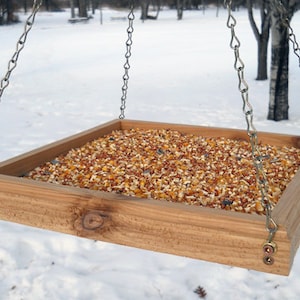 Hanging Bird Feeder - Tray Bird Feeder - Wood Bird Feeder