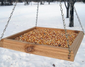 Hanging Bird Feeder - Tray Bird Feeder - Wood Bird Feeder