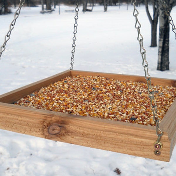 Hanging Bird Feeder - Tray Bird Feeder - Wood Bird Feeder